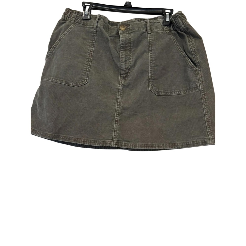 Women's sz 14 American Eagle super stretch corduroy olive mini skirt #1192